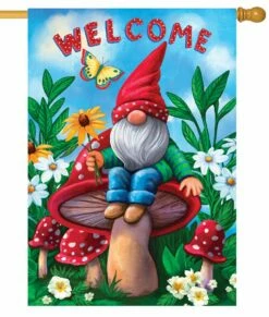 Mushroom Gnome House Flag