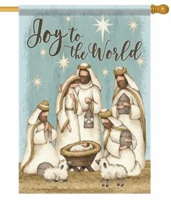 Nativity In Blue House Flag