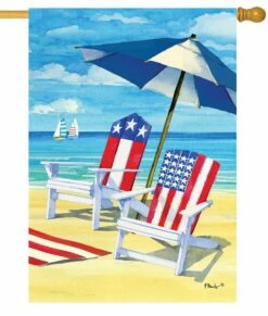 Patriotic Beach House Flag