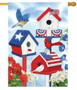 Patriotic Birdhouses House Flag