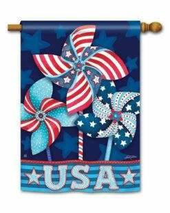 Patriotic Pinwheels House Flag