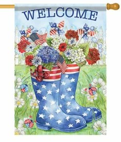 Patriotic Rain Boots House Flag