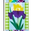 Patterned Border Iris Applique Garden Flag