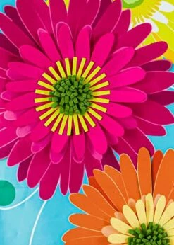 Patterned Bordered Gerber Daisy Applique House Flag