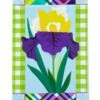 Patterned Bordered Iris Applique House Flag -Flag Sales 2024 patterned bordered iris applique house flag