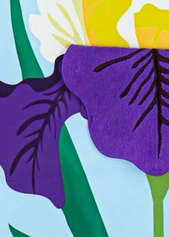 Patterned Bordered Iris Applique House Flag -Flag Sales 2024 patterned bordered iris applique house flag detail