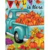 Pickup Truck With Fall Pumpkins House Flag -Flag Sales 2024 pickup truck with fall pumpkins house flag
