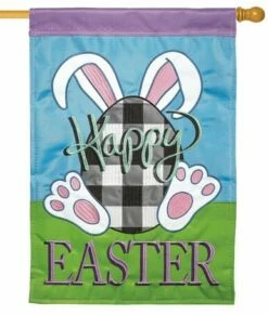 Plaid Bunny Egg Double Applique House Flag -Flag Sales 2024 plaid bunny egg double applique house flag