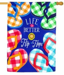 Plaid Flip Flops Applique House Flag