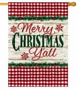Plaid Merry Christmas Y’all House Flag