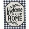 Plaid Welcome To Our Home Applique House Flag