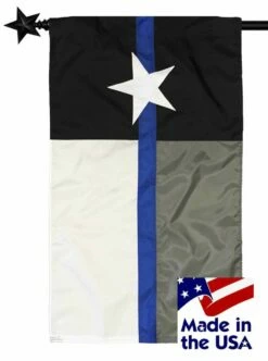 Police Thin Blue Line Black And White Texas Sewn Nylon House Flag