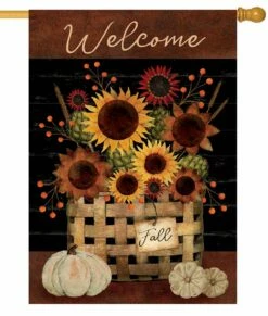 Primitive Sunflowers House Flag