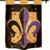 Purple Black And Gold Fleur De Lis Double Applique House Flag -Flag Sales 2024 purple black and gold fleur de lis double applique house flag