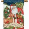Santa With Forest Friends House Flag