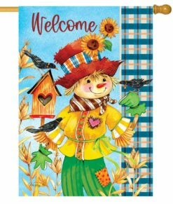 Scarecrow Birdhouse House Flag