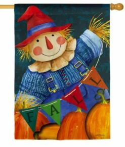 Scarecrow Fall Pennants Textured Suede House Flag