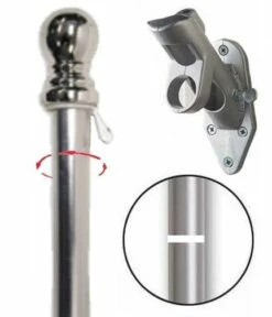 Silver 5ft Spinning Aluminum Flagpole Kit