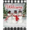 Snowman Trio On Plaid House Flag