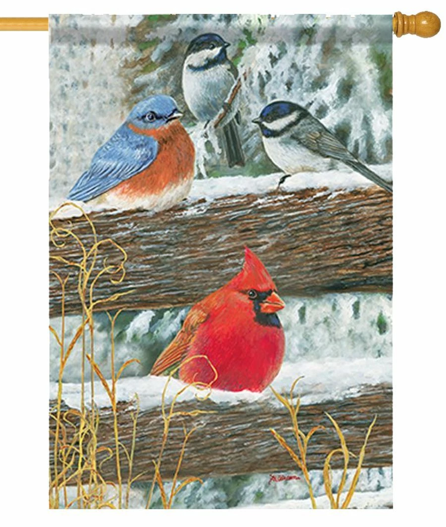 Songbirds In The Snow House Flag 3 Songbirds In The Snow House Flag