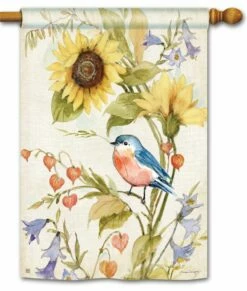 Spring Bluebird House Flag