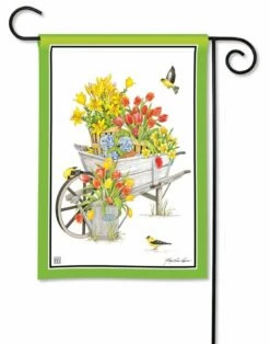 Springtime Wheelbarrow Garden Flag
