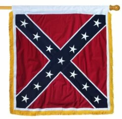 Square Confederate Battle Flag 32″x32″ Sewn Cotton With Gold Fringe