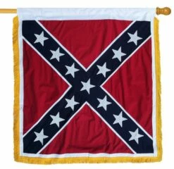 Square Confederate Battle Flag 52″x52″ Sewn Cotton With Gold Fringe -Flag Sales 2024 square confederate battle flag 52×52 sewn cotton with gold fringe