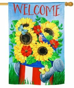 Stars And Stripes Watering Can Textured Suede House Flag