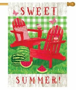 Summer Adirondacks And Watermelon House Flag