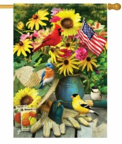 Summer Birds House Flag