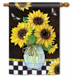 Sunflower Check House Flag
