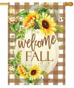 Sunflower Pumpkin House Flag