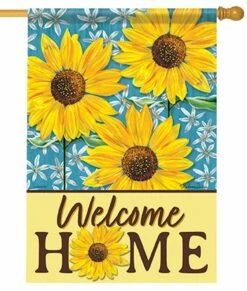 Sunflowers On Blue House Flag