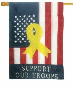 Support Our Troops Applique House Flag -Flag Sales 2024 support our troops applique house flag