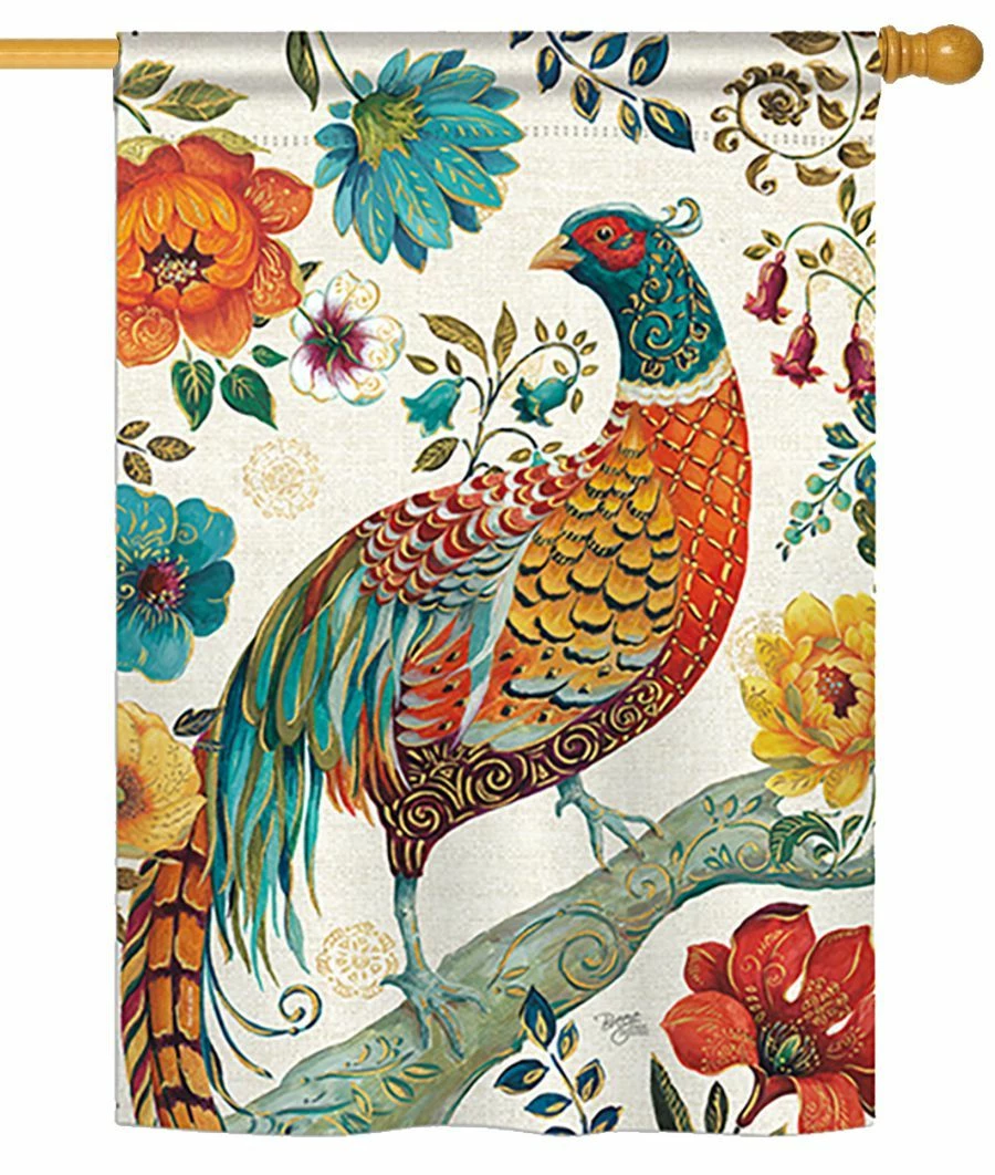 Suzani Peacock Sublimated House Flag 3 Suzani Peacock Sublimated House Flag