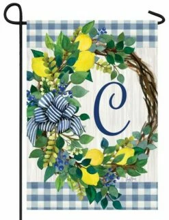 Sweet Home Lemon Wreath Letter C Monogram Garden Flag