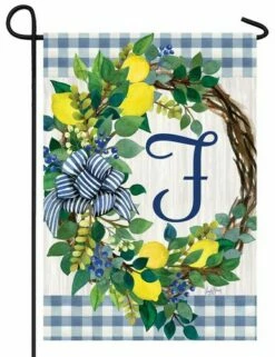 Sweet Home Lemon Wreath Letter F Monogram Garden Flag