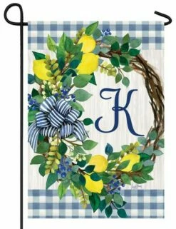 Sweet Home Lemon Wreath Letter K Monogram Garden Flag