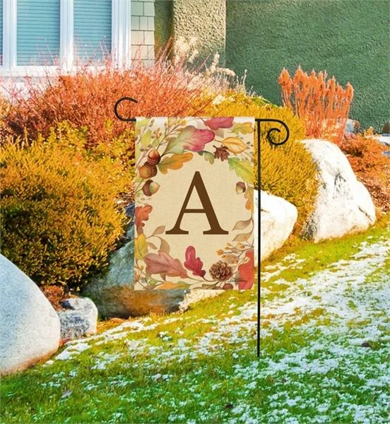 Swirling Fall Leaves Monogram A Garden Flag 3 Swirling Fall Leaves Monogram A Garden Flag