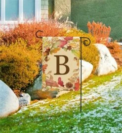 Swirling Fall Leaves Monogram B Garden Flag