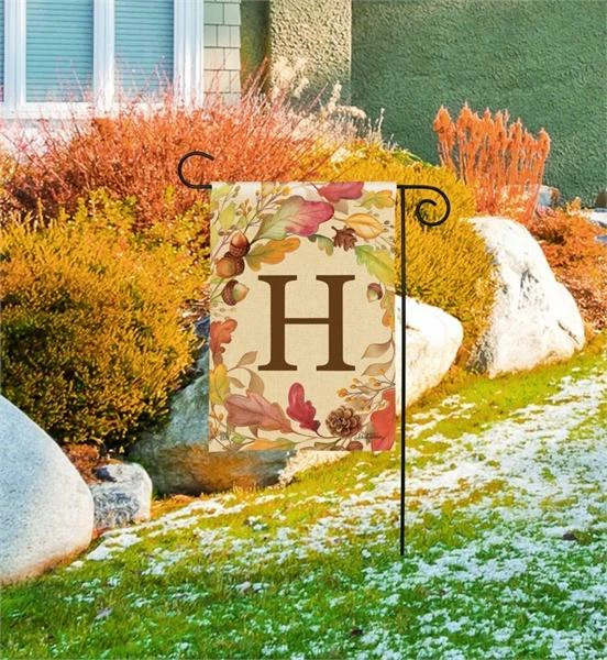 Swirling Fall Leaves Monogram H Garden Flag 3 Swirling Fall Leaves Monogram H Garden Flag