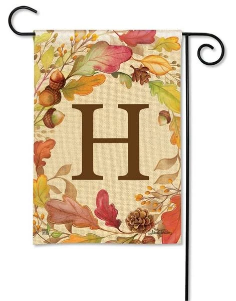 Swirling Fall Leaves Monogram H Garden Flag 4 Swirling Fall Leaves Monogram H Garden Flag - Image 2