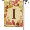 Swirling Fall Leaves Monogram I Garden Flag