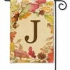 Swirling Fall Leaves Monogram J Garden Flag -Flag Sales 2024 swirling fall leaves monogram j garden flag