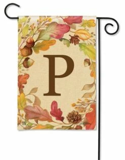 Swirling Fall Leaves Monogram P Garden Flag -Flag Sales 2024 swirling fall leaves monogram p garden flag