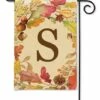 Swirling Fall Leaves Monogram S Garden Flag