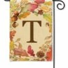 Swirling Fall Leaves Monogram T Garden Flag -Flag Sales 2024 swirling fall leaves monogram t garden flag