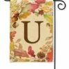 Swirling Fall Leaves Monogram U Garden Flag -Flag Sales 2024 swirling fall leaves monogram u garden flag