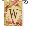 Swirling Fall Leaves Monogram W Garden Flag